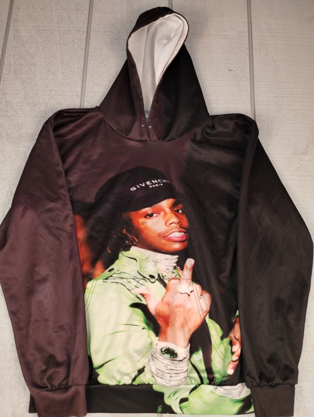 YNW Melly Graphic Hoodie Mens L Black Casual Hip-Hop Streetwear Graphic Rap Y2K